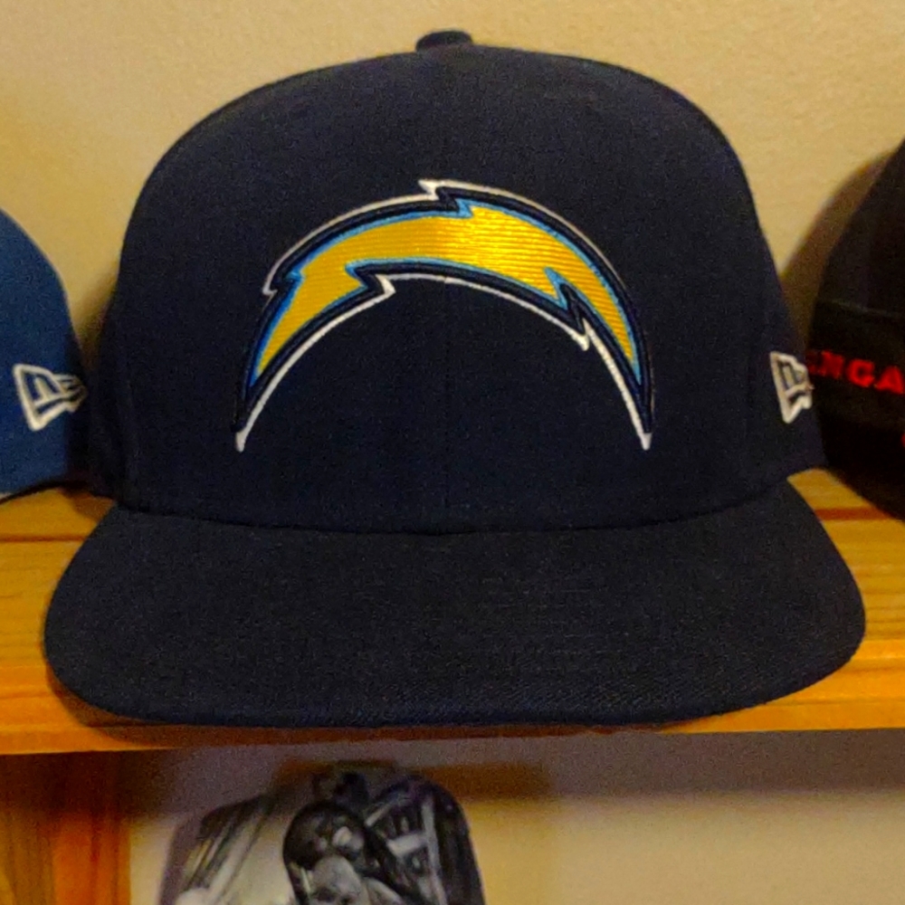 San Diego Chargers New Era Fitted, Men's Hat, Size 7 1/4, Light Navy & Yellow,